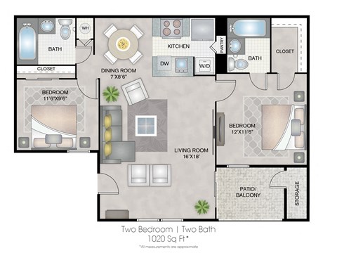 Hunters Glen Apartments Sarasota Florida Two Bedroom Floorplan